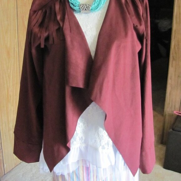 CRAZY TRAIN CALMITY JANE FAUX SUEDE JACKET WITH FRINGE - Picture 2 of 5